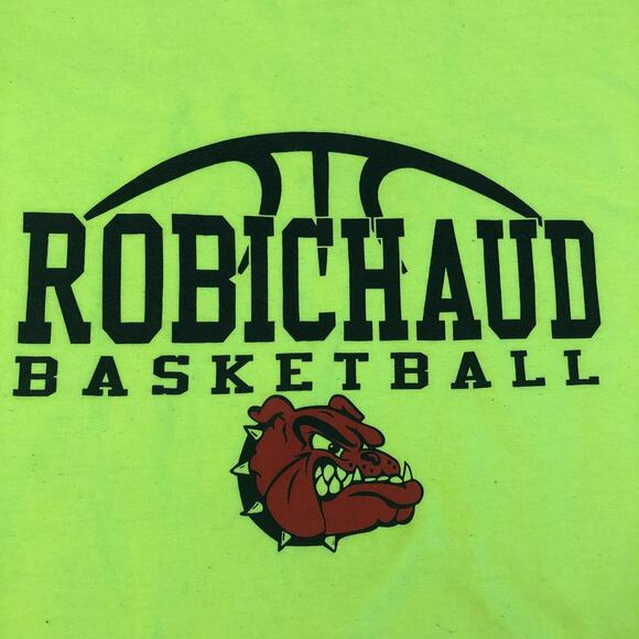 Neon Yellow Robichaud Basketball Bulldog Graphic Tee - Picture 3 of 5